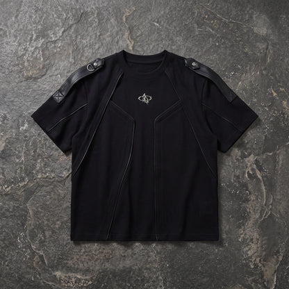 Short Sleeve Heavy Industry Stitching Shoulder Strap Loose T-shirt